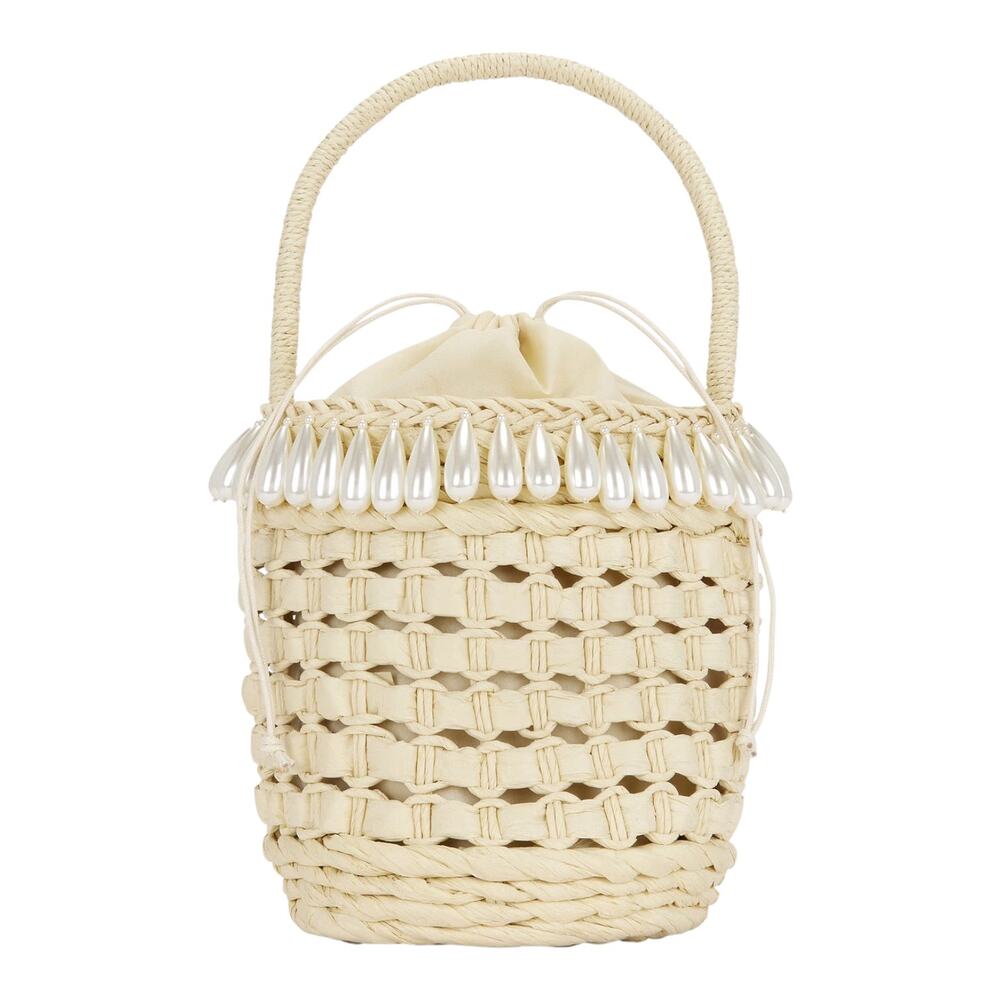 Lele Sadoughi, Women's 'Pearl Basket Tote' Bag, Woven, Natural, Beige, One/Size